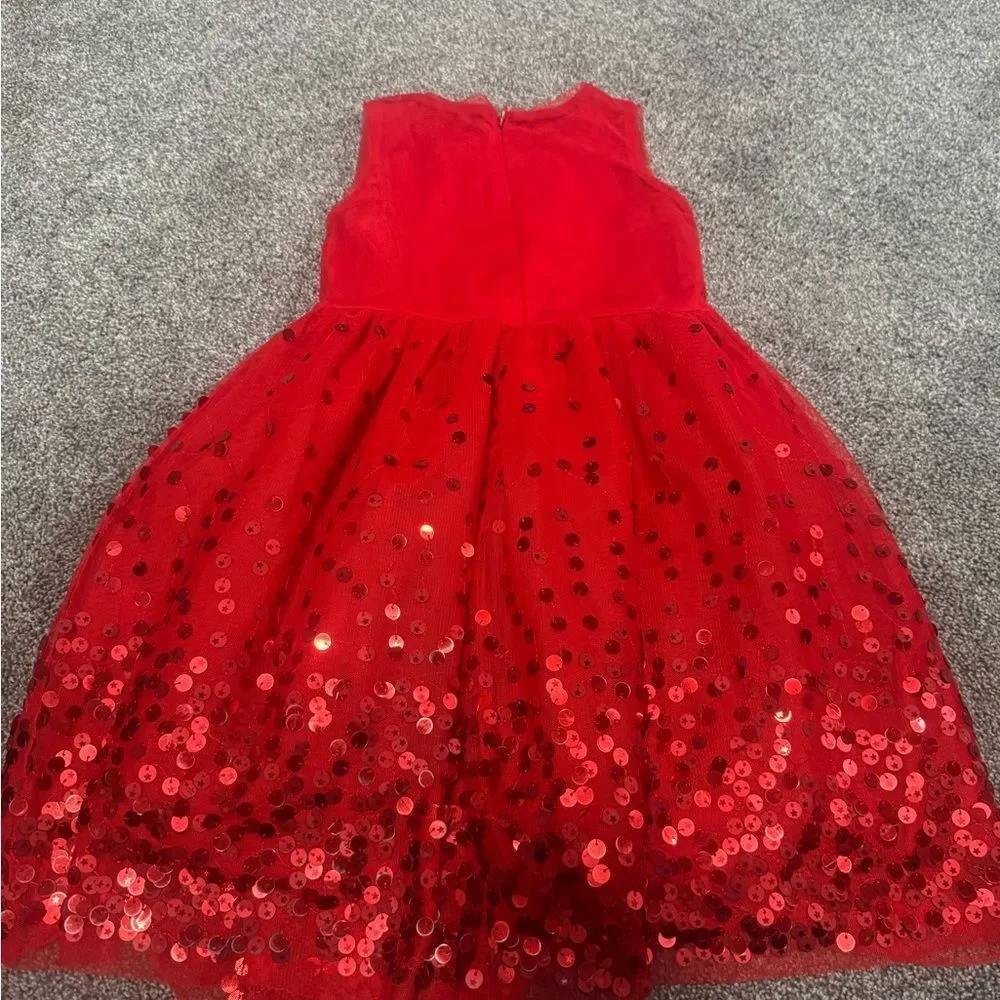 Cat & Jack Bright Red Sequin Party Dress Sz 6/S